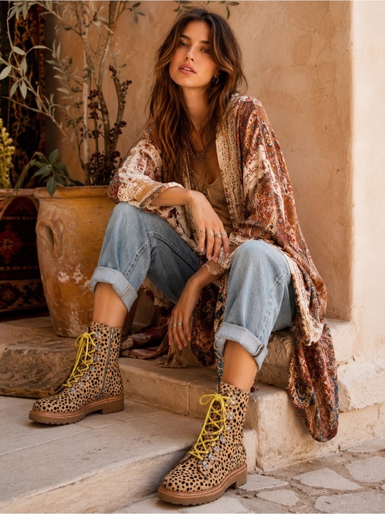 Dolce Vita Shoes - Dolce Vita Cheetah Print Combat Boots Size 9.5 Bohemian Festival